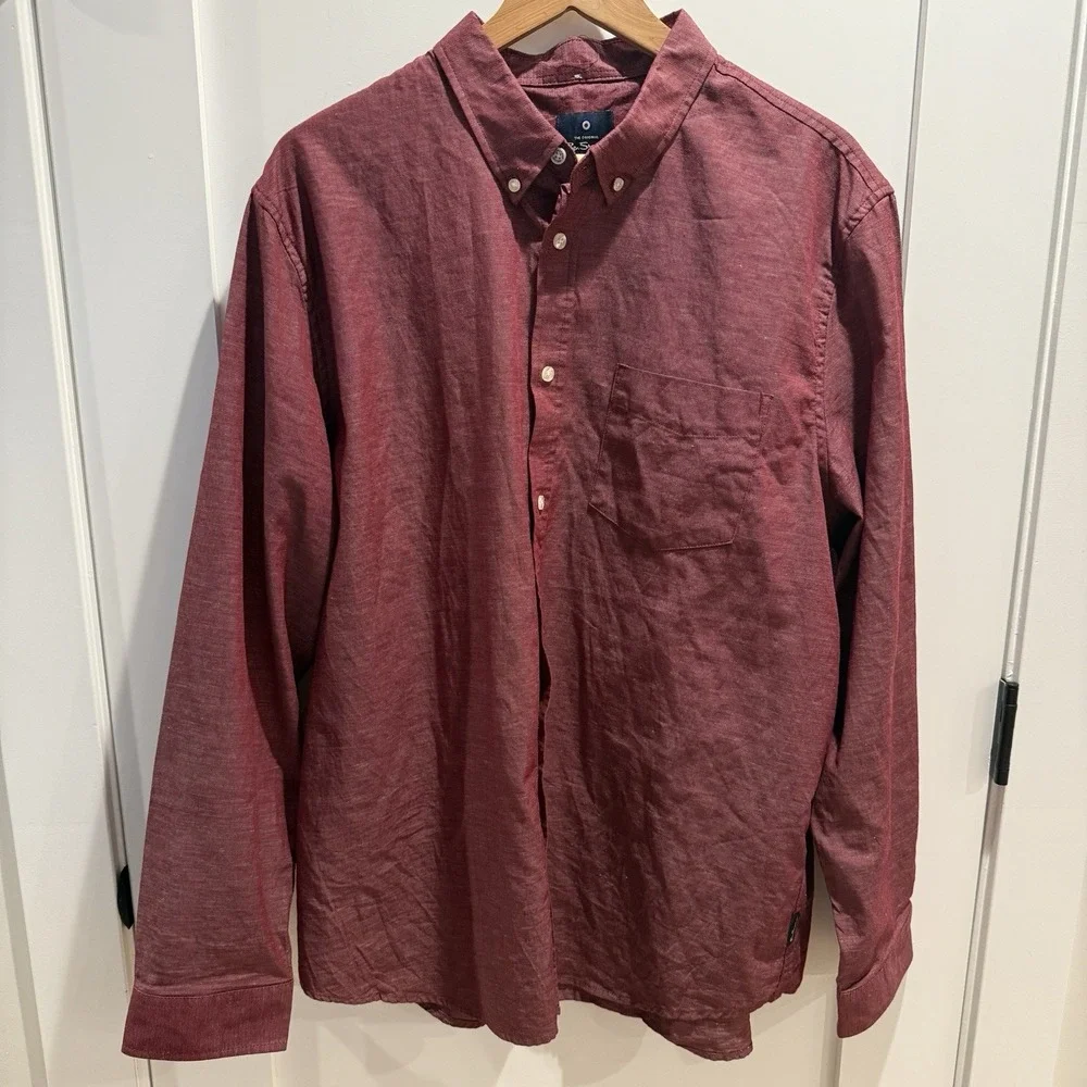 Ben Sherman The Original Button Down Shirt  Maroon/Red Mens‎ Sz XXL  Cotton